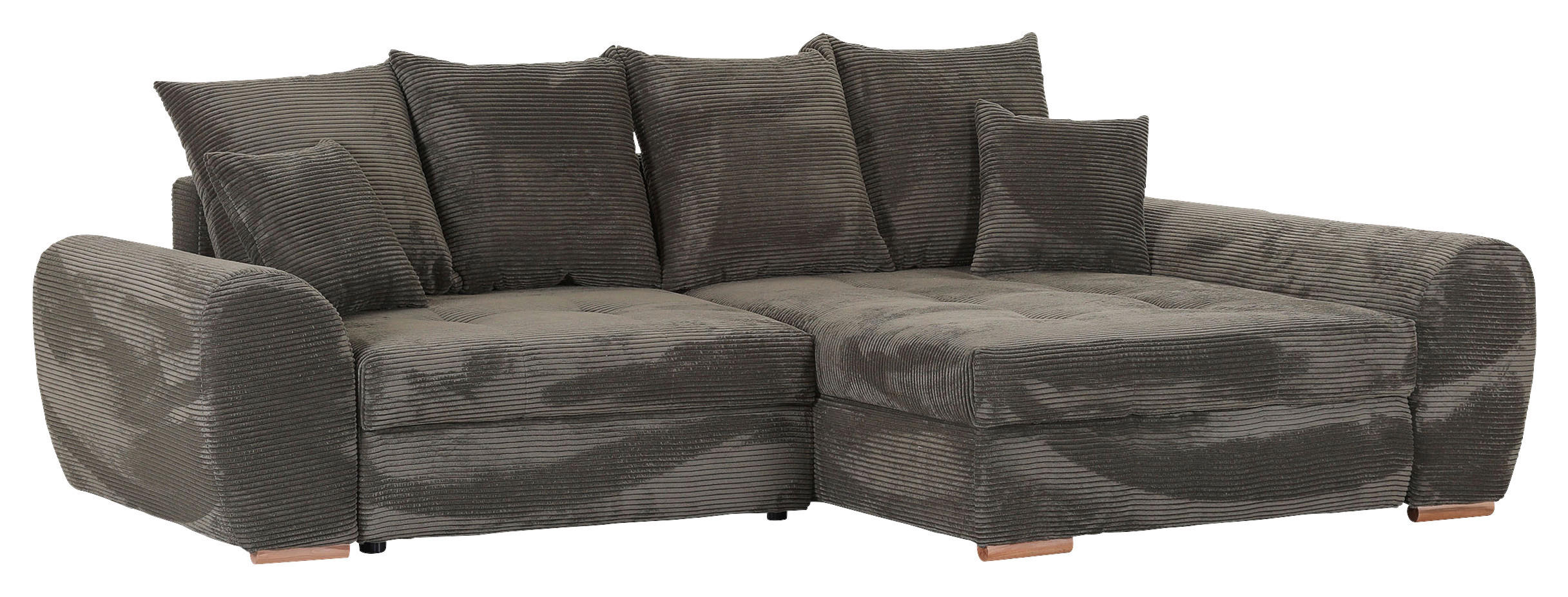 ECKSOFA in Cord Dunkelgrün  - Dunkelgrün/Eichefarben, Konventionell, Holz/Textil (276/177cm) - Carryhome