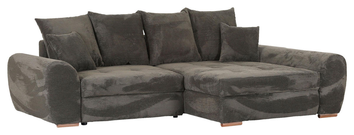 ECKSOFA in Cord Dunkelgrün  - Dunkelgrün/Eichefarben, Konventionell, Holz/Textil (276/177cm) - Carryhome
