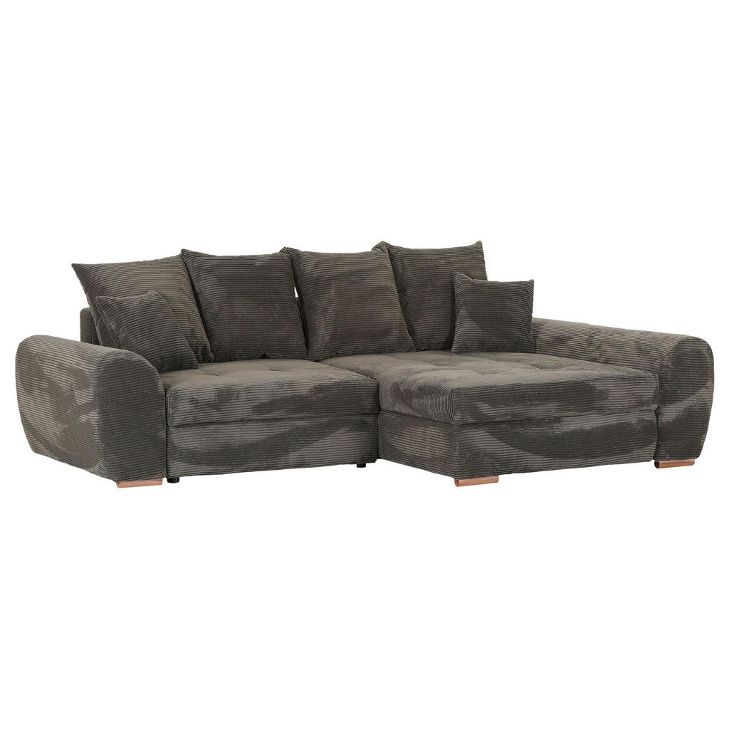 Thumbnail - Carryhome Ecksofa, Dunkelgrün, Textil, Buche, massiv, 2-3-Sitzer, Füllung: Schaumstoff, Ottomane rechts, L-Form, einmali...