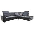ECKSOFA in Echtleder Anthrazit - Chromfarben/Anthrazit, KONVENTIONELL, Leder/Metall (292/242cm) - Cantus