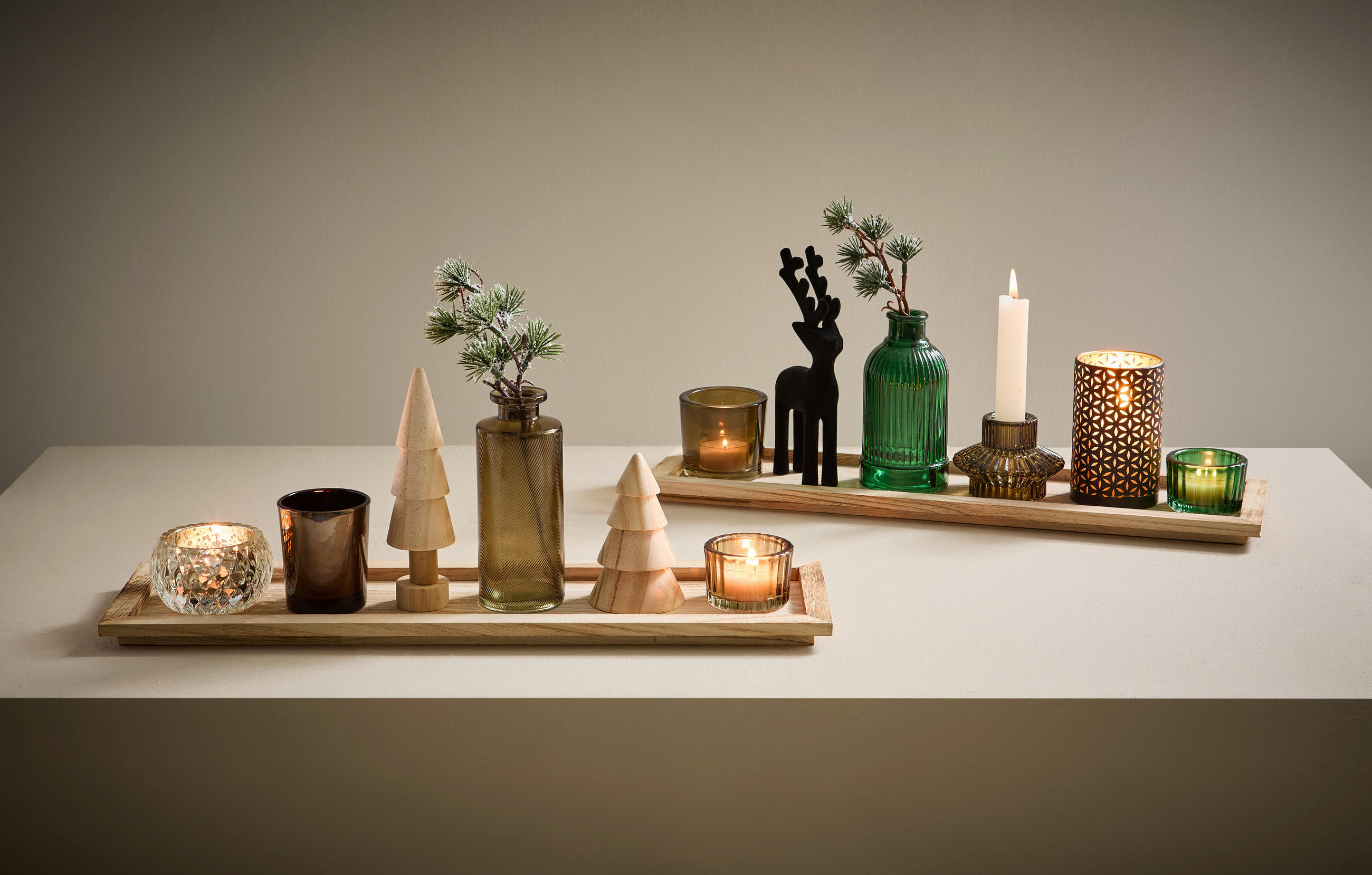 TEELICHTSCHALE  - Multicolor, LIFESTYLE, Glas/Holz (43/12,5/1,8cm) - X-Mas