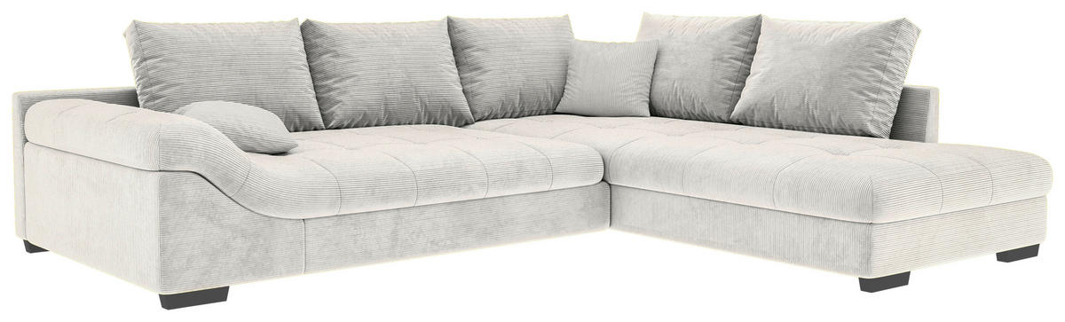 ECKSOFA Naturfarben Cord Zierkissen, Rückenkissen, Rücken echt  - Schwarz/Naturfarben, KONVENTIONELL, Holz/Textil (298/202cm) - Carryhome