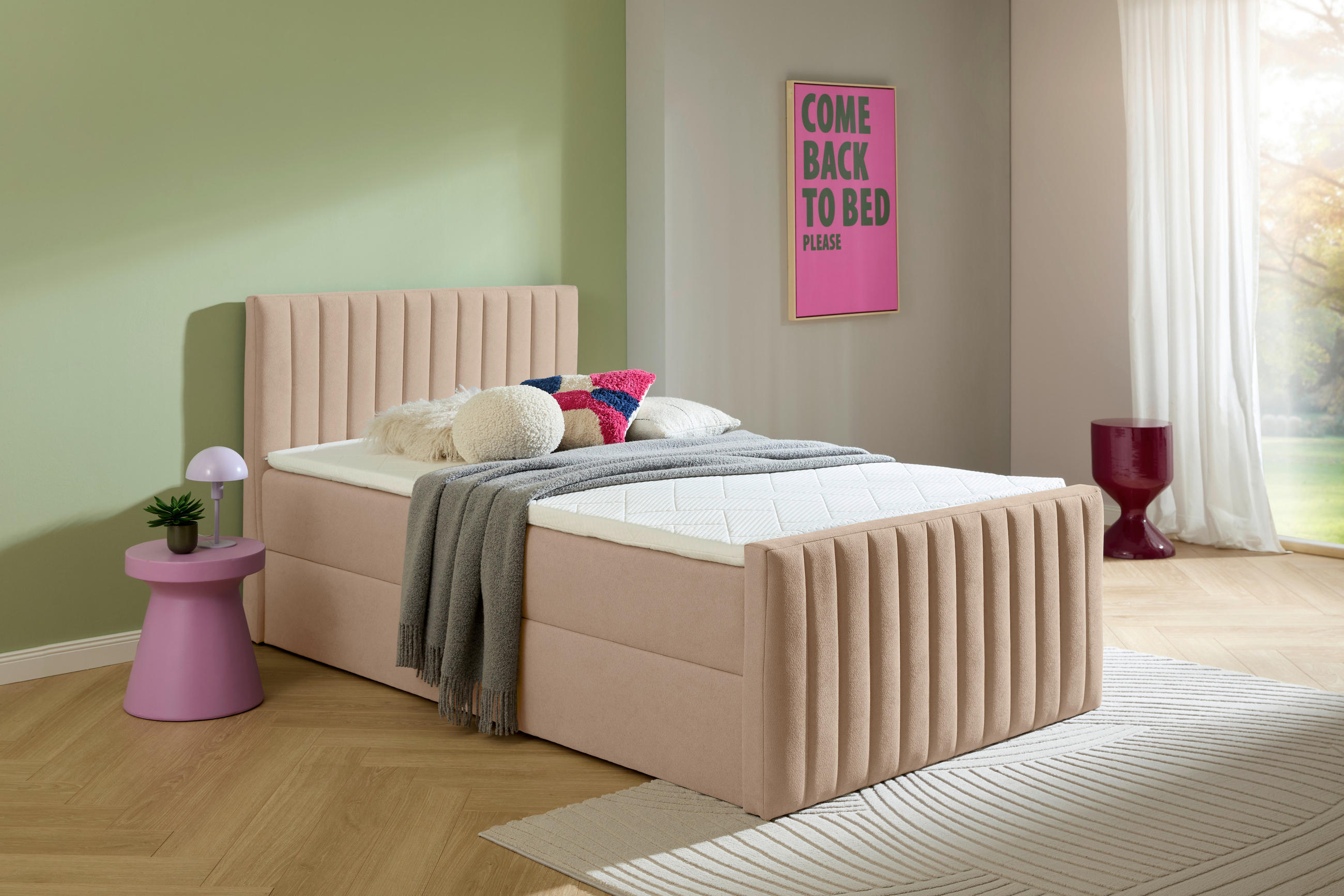 BOXBETT 120/200 cm  in Beige  - Beige/Schwarz, KONVENTIONELL, Kunststoff/Textil (120/200cm) - Boxxx