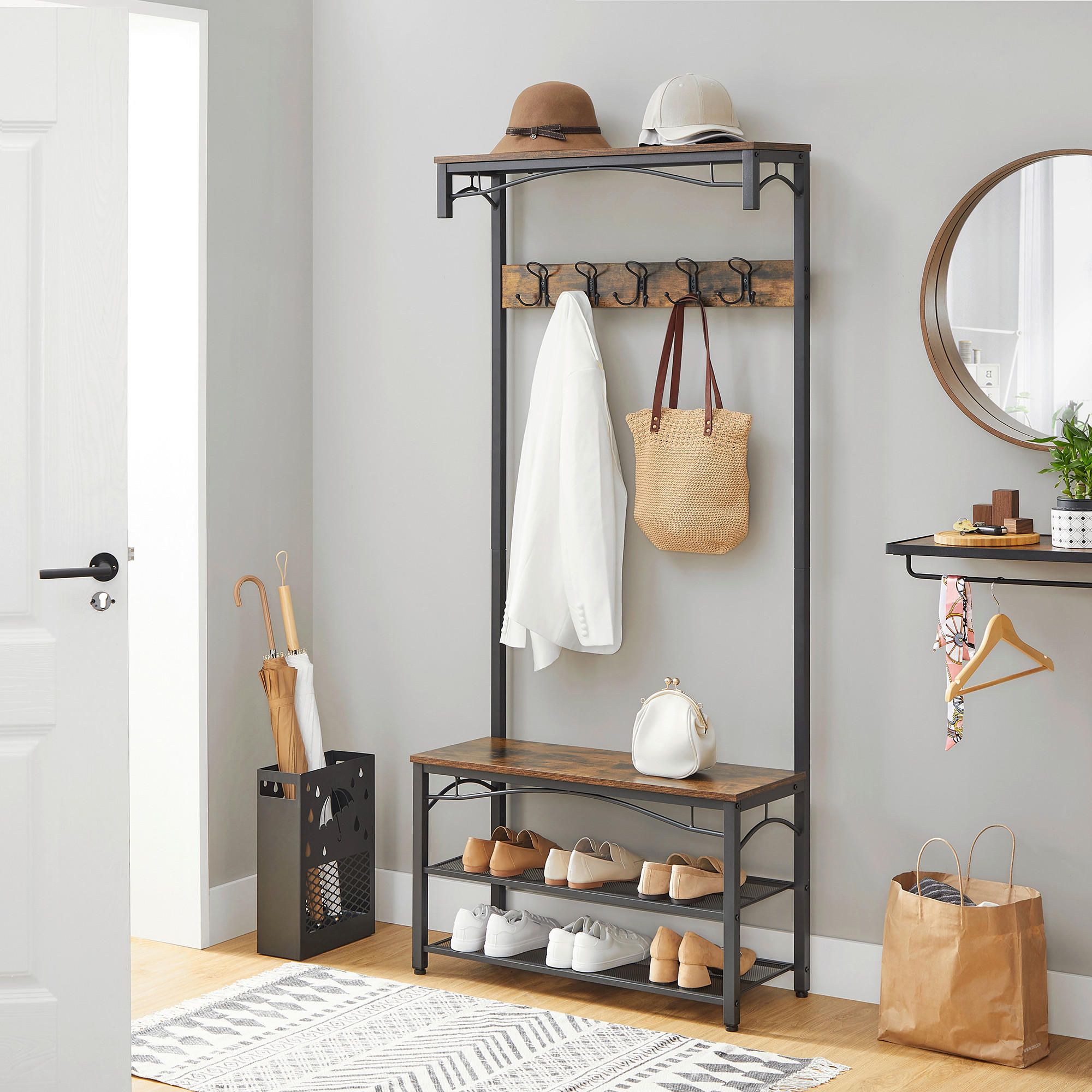 GARDEROBE  in 80/178,5/32 cm  - Schwarz/Braun, Trend, Holzwerkstoff/Metall (80/178,5/32cm) - Boxxx