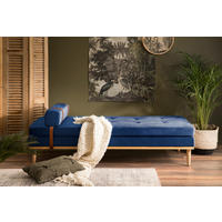 CHAISELONGUE Samt Blau  - Blau/Naturfarben, MODERN, Holz/Textil (180/42/75cm) - Livetastic
