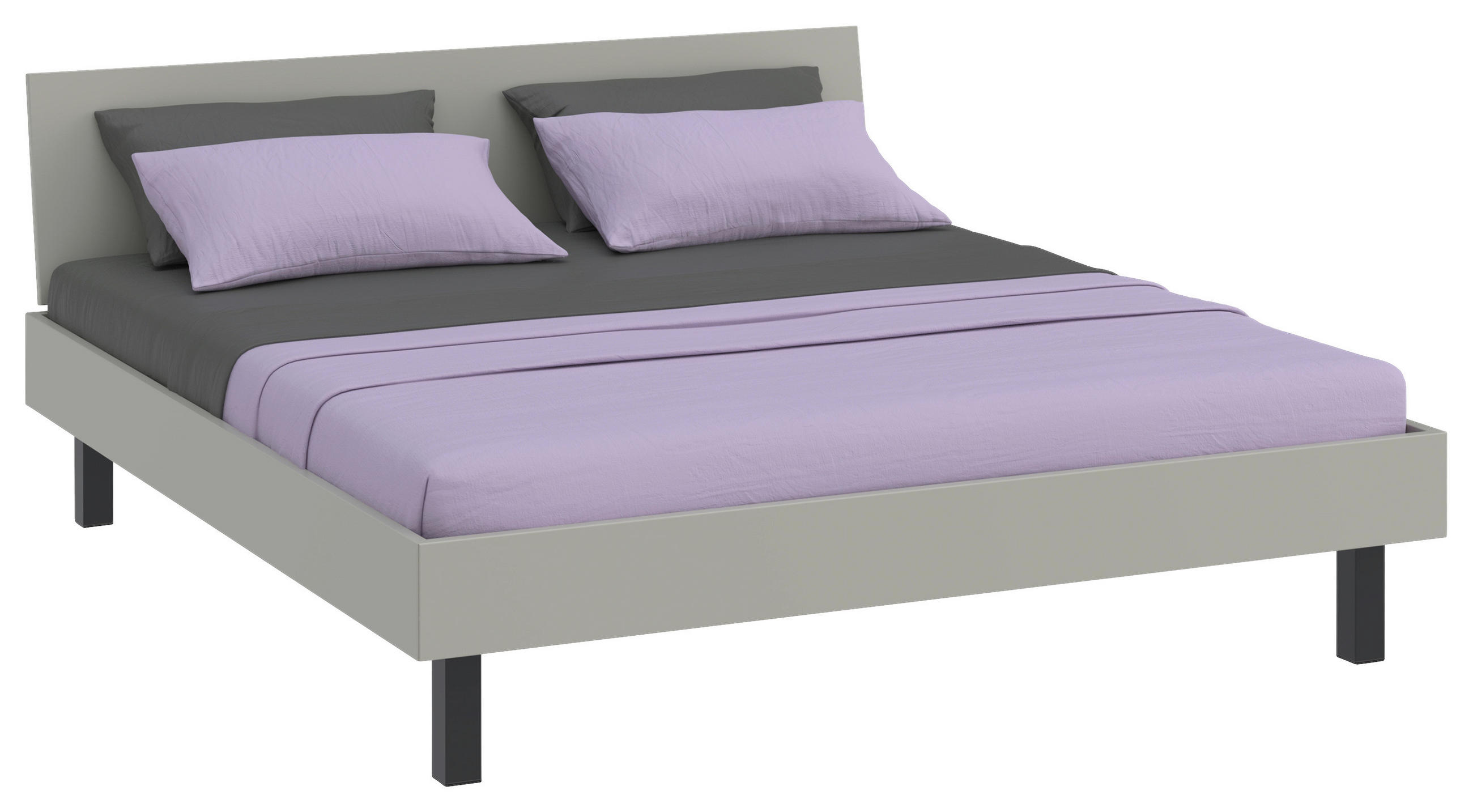 BETT 180/200 cm  in Hellgrau  - Hellgrau/Schwarz, Design, Metall (180/200cm) - Xora