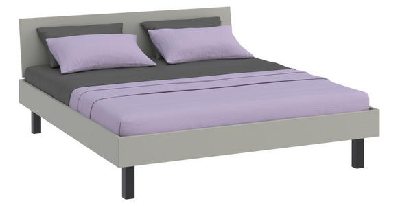 BETT 180/200 cm  in Hellgrau  - Hellgrau/Schwarz, Design, Holzwerkstoff/Metall (180/200cm) - Xora