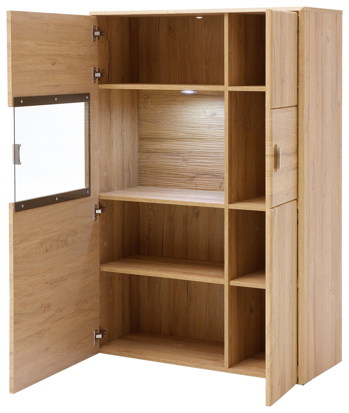 HIGHBOARD  in 94/139/39 cm  - Eichefarben/Silberfarben, KONVENTIONELL, Glas/Holzwerkstoff (94/139/39cm) - Cantus