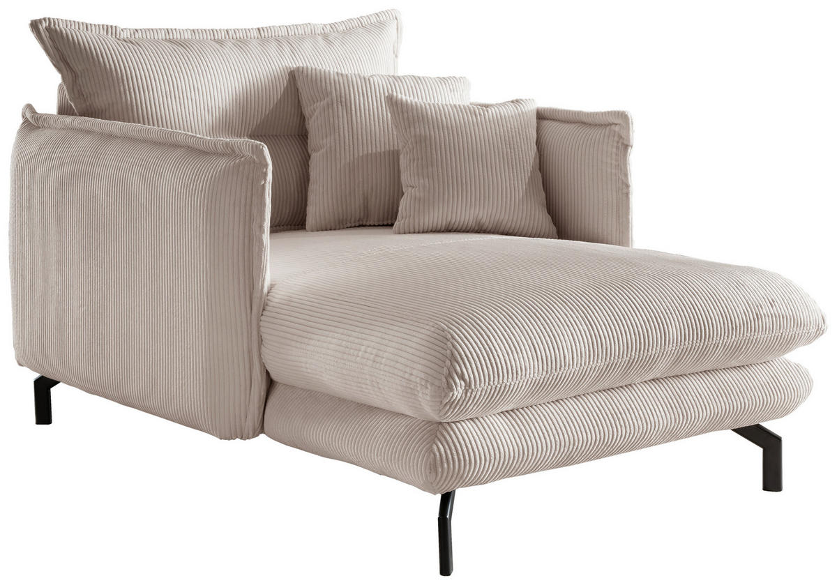 XXL-SESSEL in Cord Beige  - Beige/Schwarz, Modern, Textil/Metall (111/101/167cm) - Livetastic