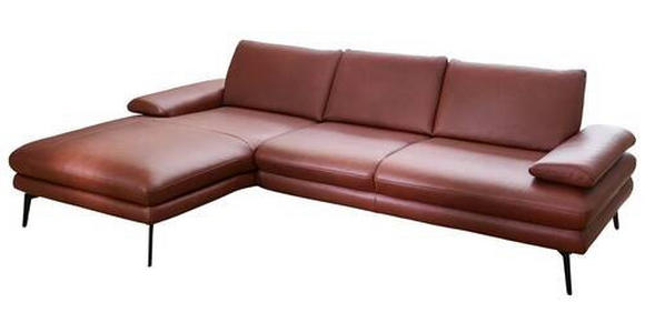 ECKSOFA in Echtleder Dunkelrot  - Schwarz/Dunkelrot, Design, Leder/Metall (180/310cm) - Dieter Knoll