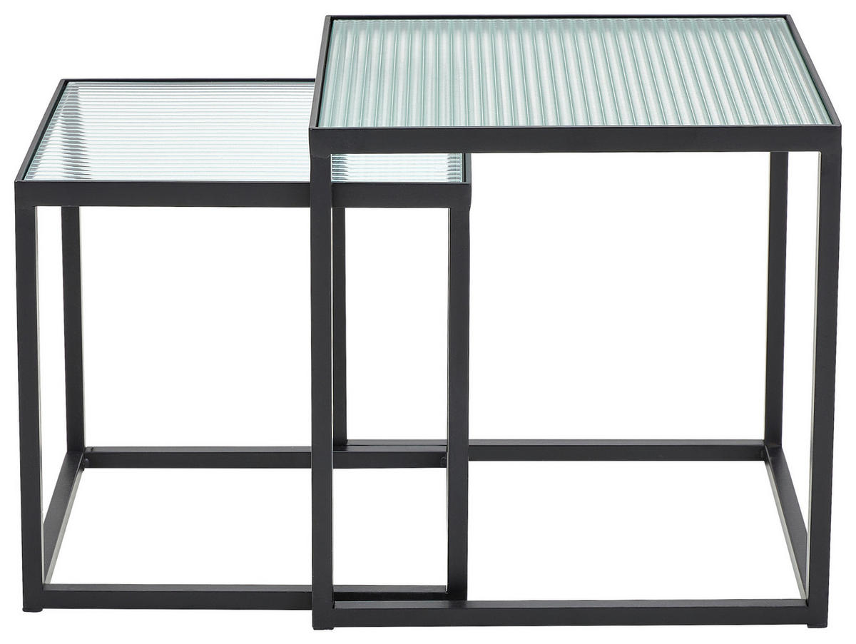 SATZTISCH in Metall, Glas  - Schwarz, Design, Glas/Metall (40/35/40/35/40/35cm) - MID.YOU