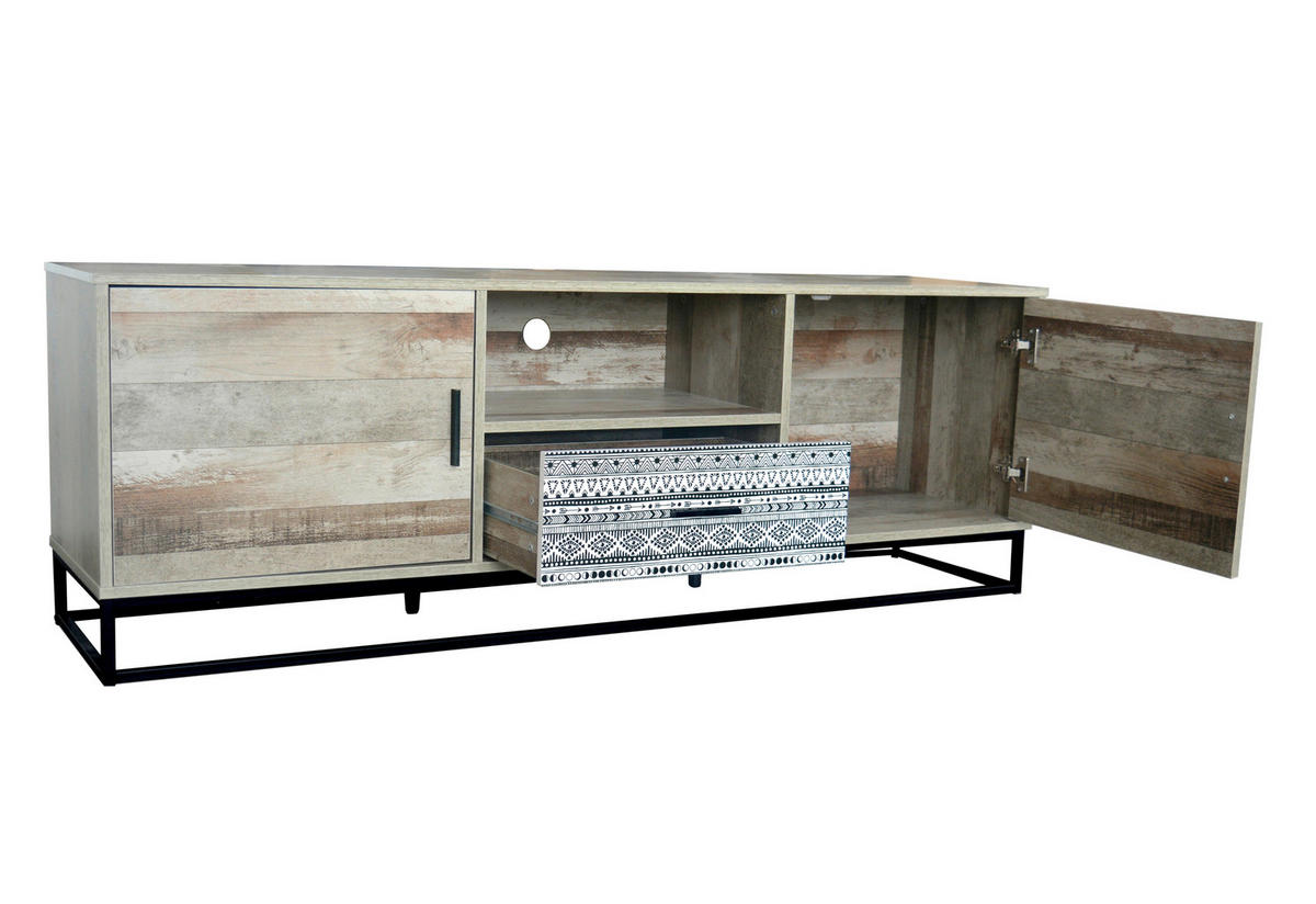 LOWBOARD  in 160/55/38 cm  - Graubraun/Schwarz, Design, Holzwerkstoff/Metall (160/55/38cm) - Livetastic