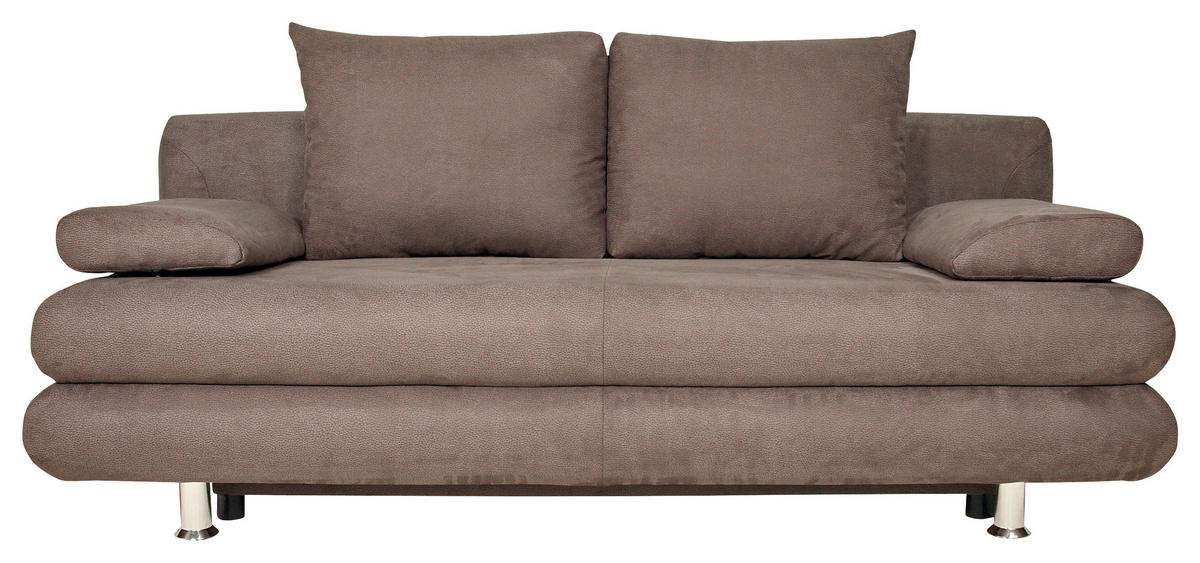 SCHLAFSOFA in Mikrofaser Braun  - Chromfarben/Braun, Design, Kunststoff/Textil (196/74/90cm) - MID.YOU