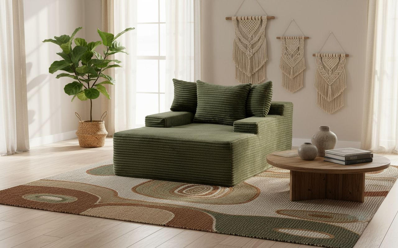 XXL-SESSEL Cord Grün    - Grün, Design, Textil (125/63/170cm) - P & B