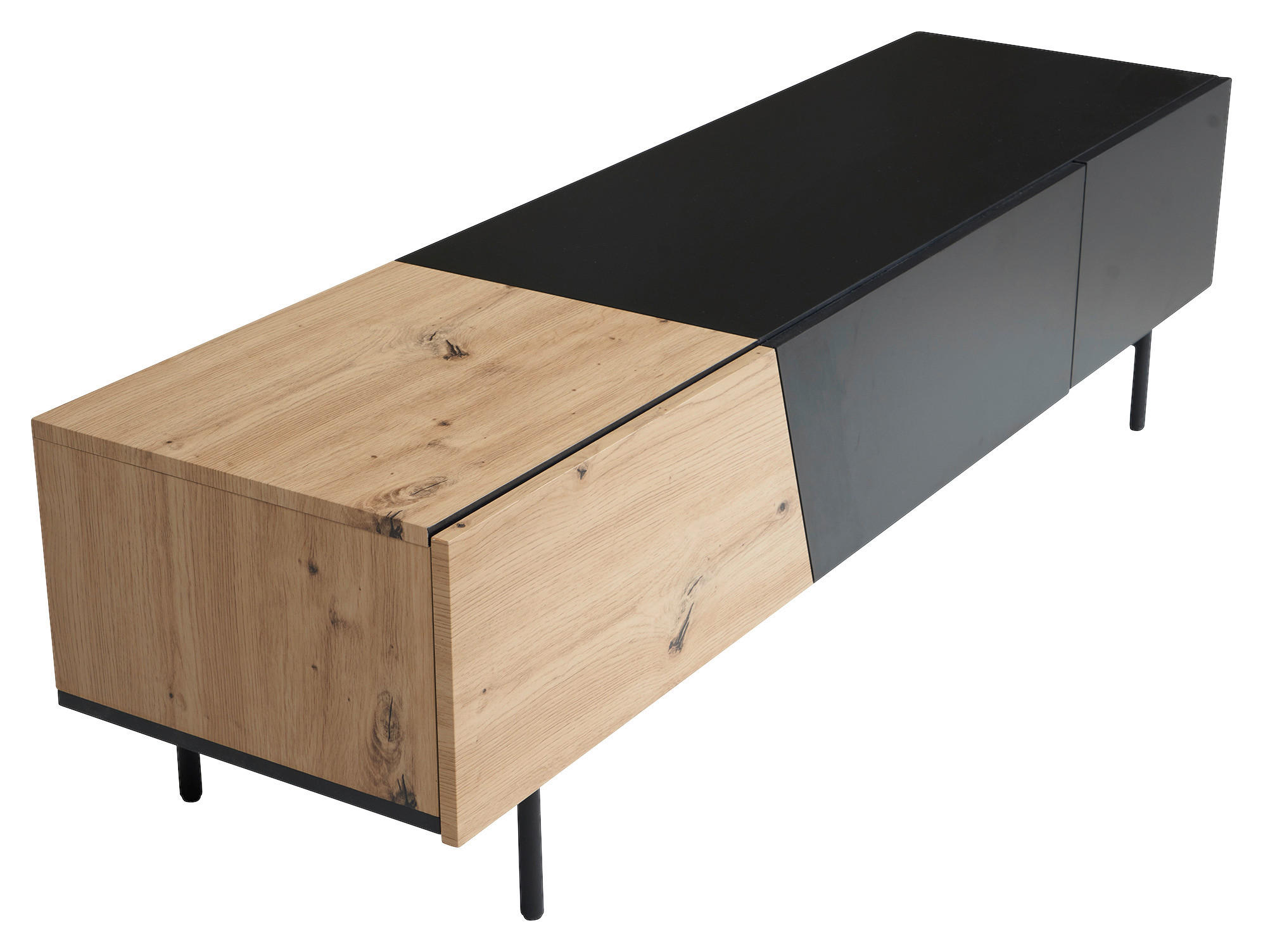 LOWBOARD  in 150/40/40 cm  - Eichefarben/Schwarz, Design, Holzwerkstoff/Metall (150/40/40cm) - Livetastic