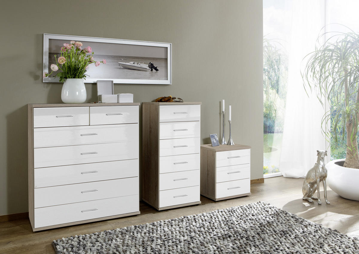 KOMMODE  in 80/98/40 cm  - Chromfarben/Eichefarben, Design, Holzwerkstoff/Kunststoff (80/98/40cm) - Xora