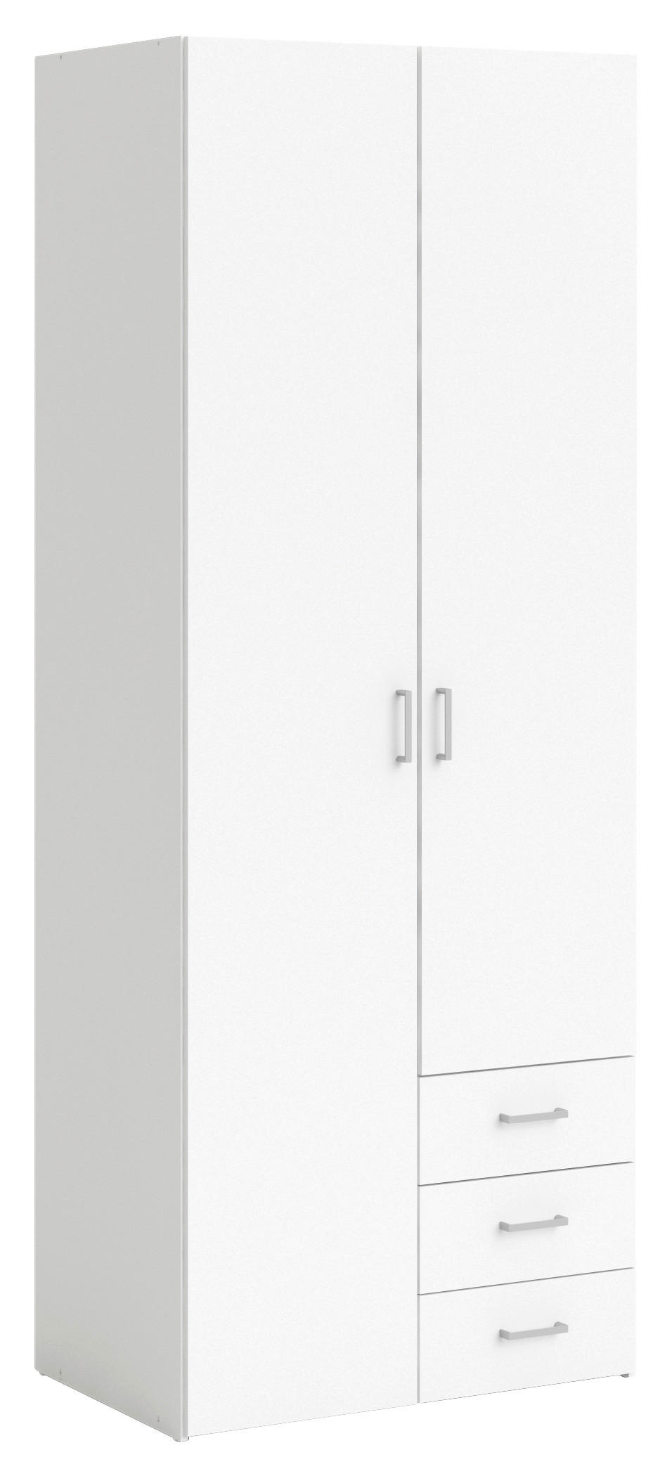 RUHÁSSZEKRÉNY fehér  - ezüstszínű/fehér, Basics, faalapú anyag/fém (77,6/200,4/49,5cm) - P & B