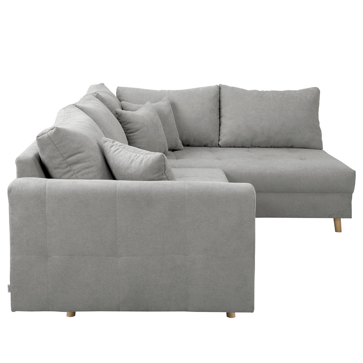 ECKSOFA Ariella in Mikrofaser Grau  231/161 cm  - Naturfarben/Grau, Design, Holz/Textil (231/161cm) - Livetastic