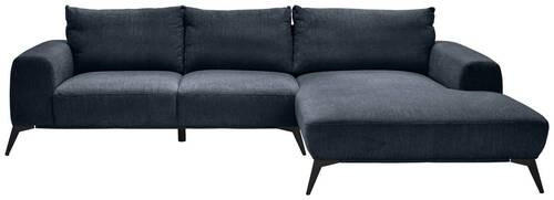 ECKSOFA Dunkelblau Webstoff  - Schwarz/Dunkelblau, Design, Textil/Metall (298/187cm) - Stylife