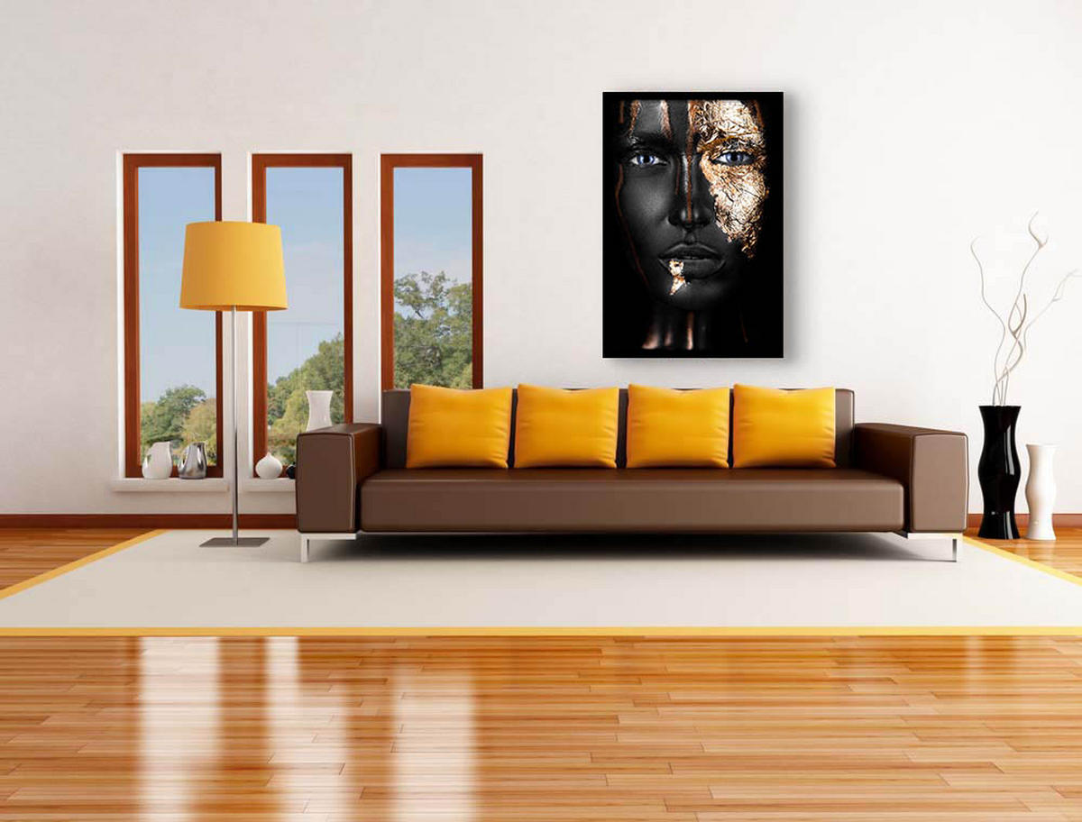 BILD 80/120 cm  - Goldfarben/Schwarz, Design, Holz/Kunststoff (80/120cm)