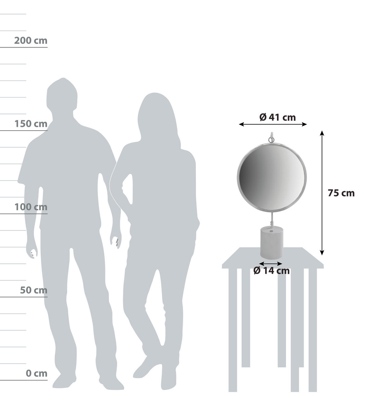 SCHMINKSPIEGEL  - Silberfarben/Weiß, LIFESTYLE, Glas/Metall (41/75/14cm) - Kayoom
