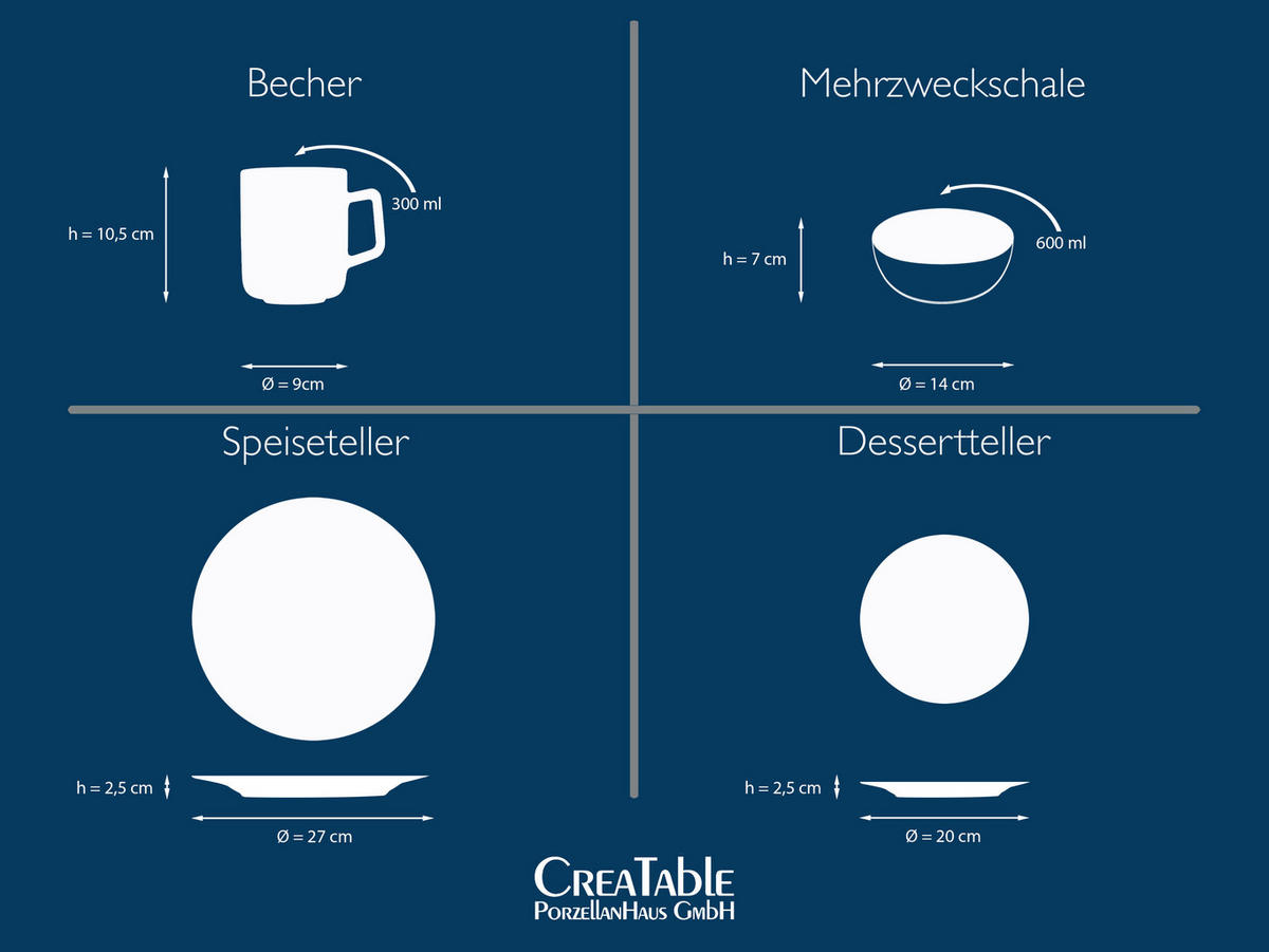 KOMBISERVICE Weiß Hirsch 16-teilig 4 Personen  - Weiß, Basics, Keramik - Creatable