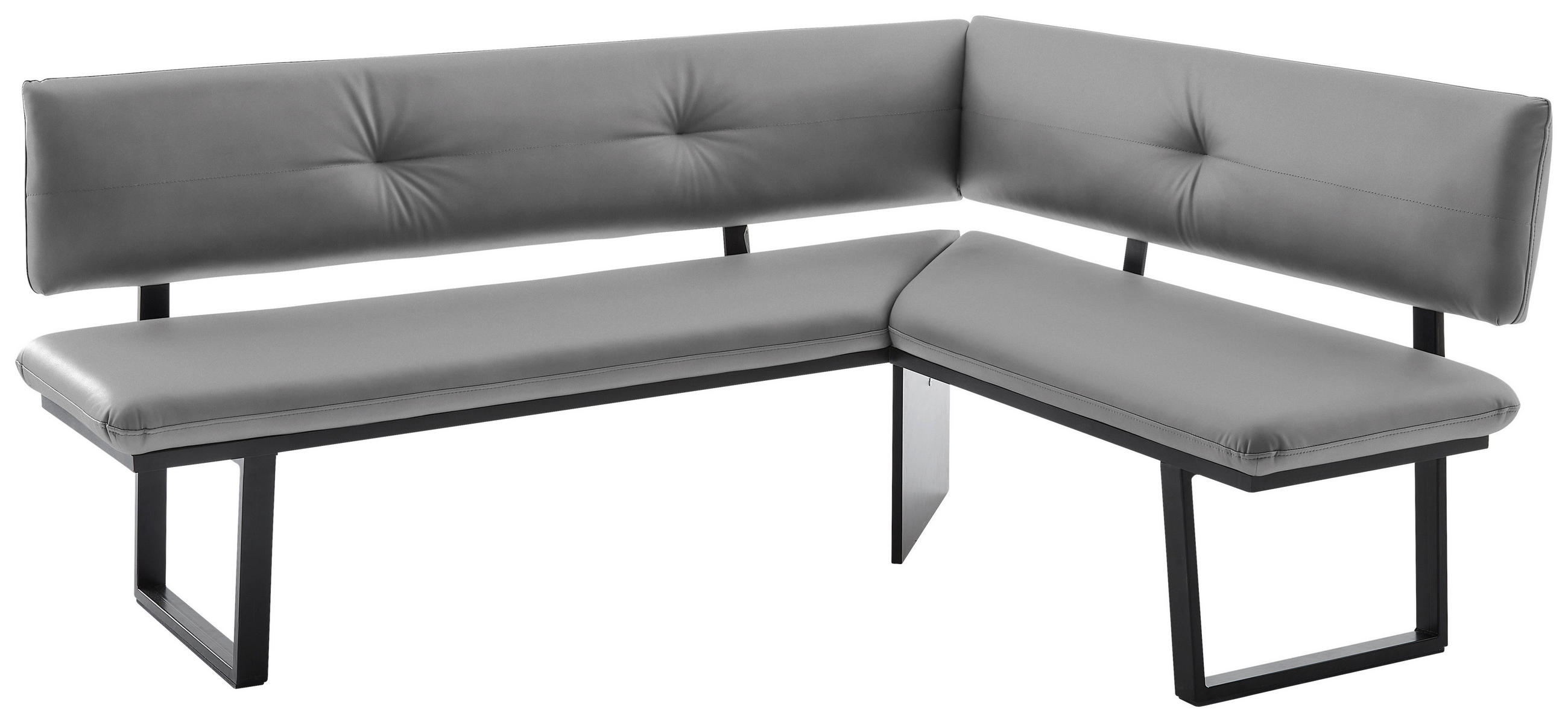 ECKBANK in Metall, Textil Schwarz, Hellgrau  - Hellgrau/Schwarz, Modern, Textil/Metall (190/150cm) - Cantus