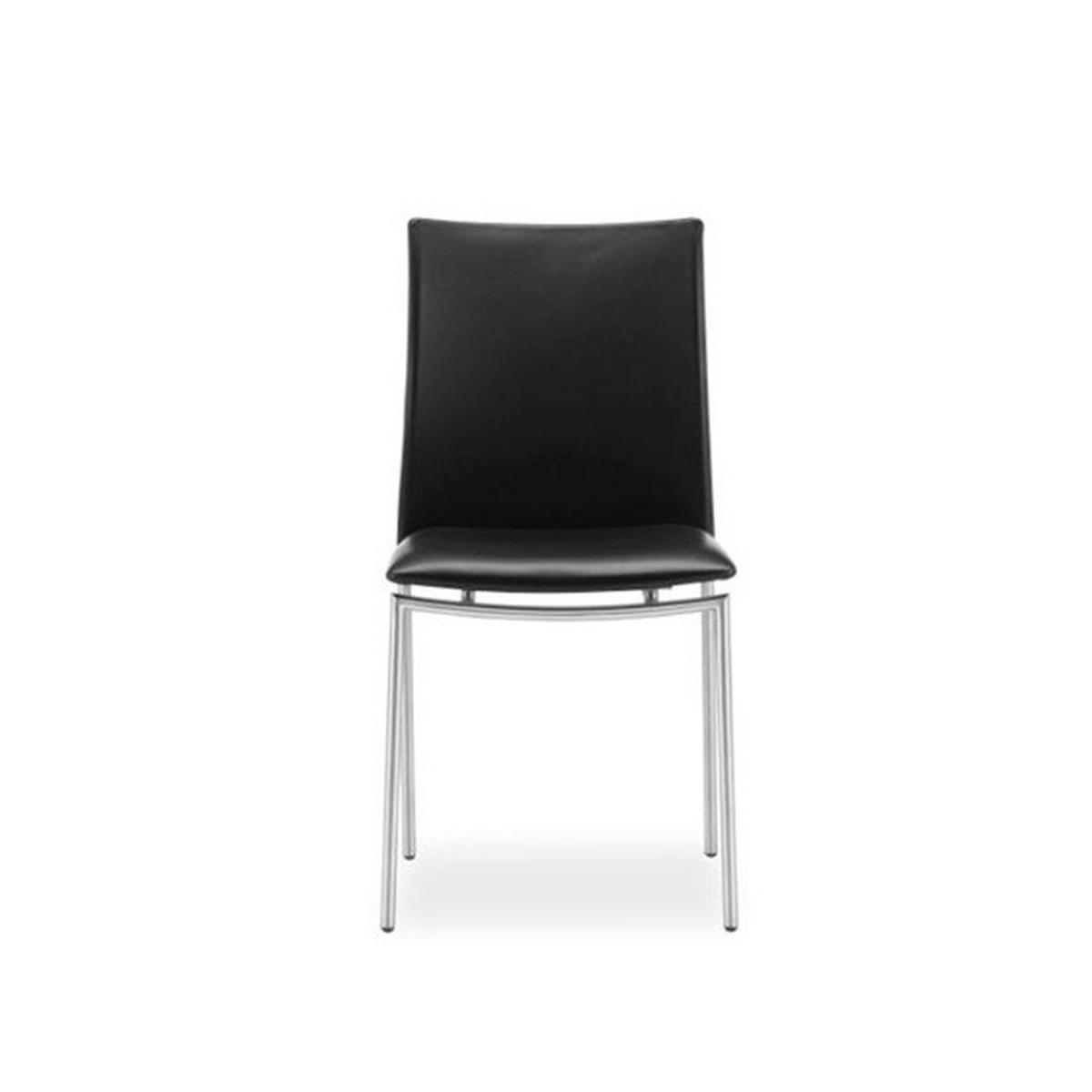 STOL  läderutbud, tygutbud  äkta läder  svart, stålfärgad  - stålfärgad/svart, Lifestyle, metall/läder (45/87/54cm) - Skovby