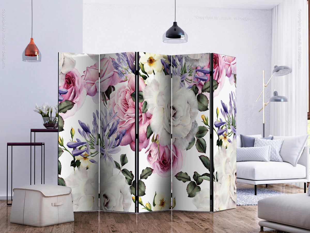 PARAVENT mit 5  Flügel - Multicolor, Basics, Holz/Textil (225cm) - artgeist