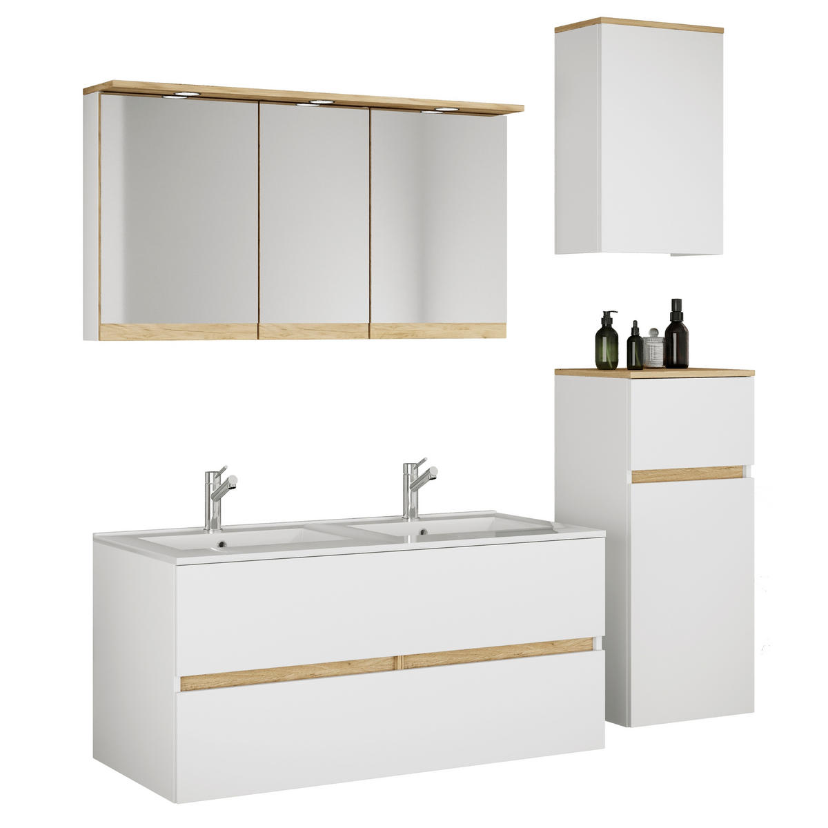 BADEZIMMER 5-teilig  in 152 cm  - Honigeiche/Weiß, Trend, Keramik/Holzwerkstoff (152cm) - MID.YOU