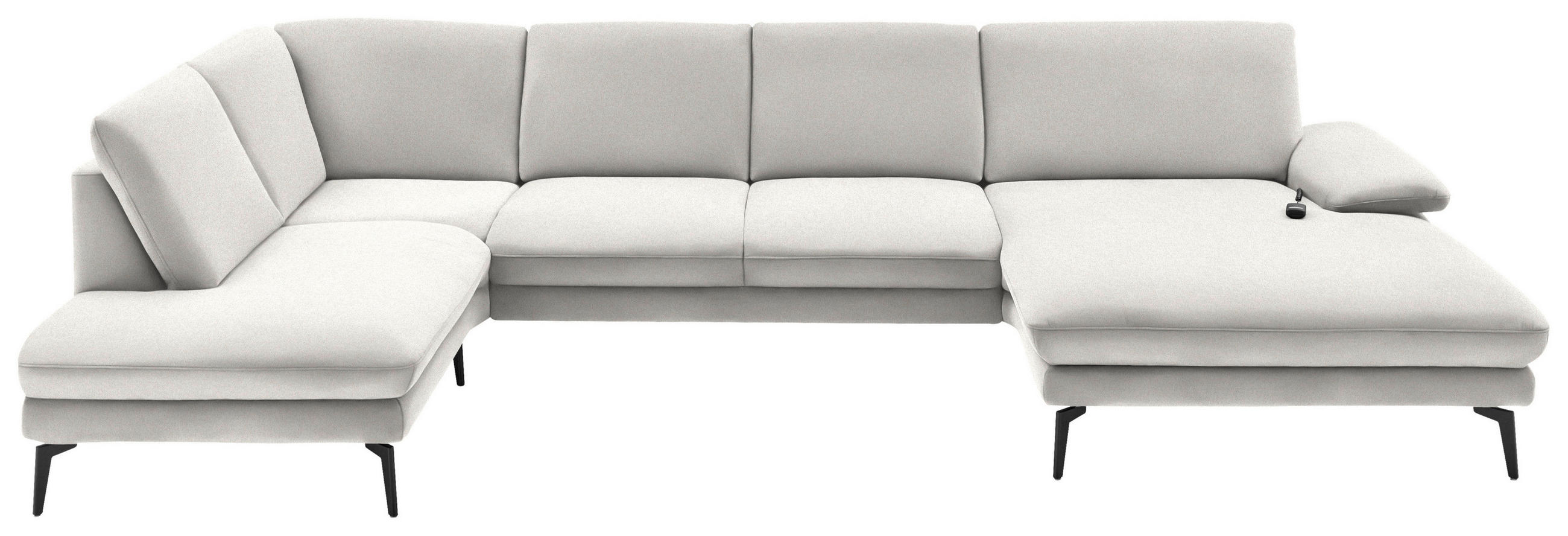 WOHNLANDSCHAFT Creme, Naturfarben Webstoff  - Creme/Schwarz, Design, Textil/Metall (208/344/180cm) - Dieter Knoll