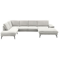 WOHNLANDSCHAFT in Webstoff Creme, Naturfarben  - Creme/Schwarz, Design, Textil/Metall (208/344/180cm) - Dieter Knoll