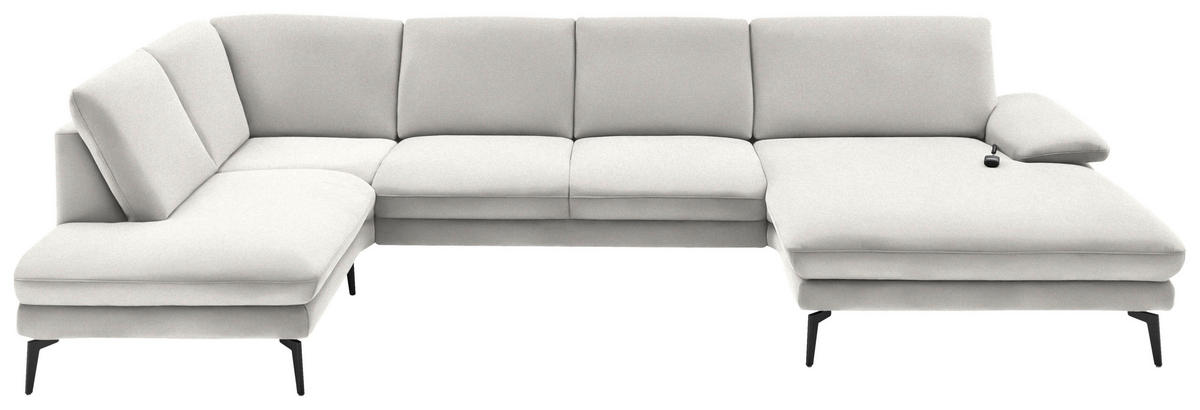 WOHNLANDSCHAFT in Webstoff Creme, Naturfarben  - Creme/Schwarz, Design, Textil/Metall (208/344/180cm) - Dieter Knoll