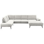 WOHNLANDSCHAFT Creme, Naturfarben Webstoff  - Creme/Schwarz, Design, Textil/Metall (208/344/180cm) - Dieter Knoll
