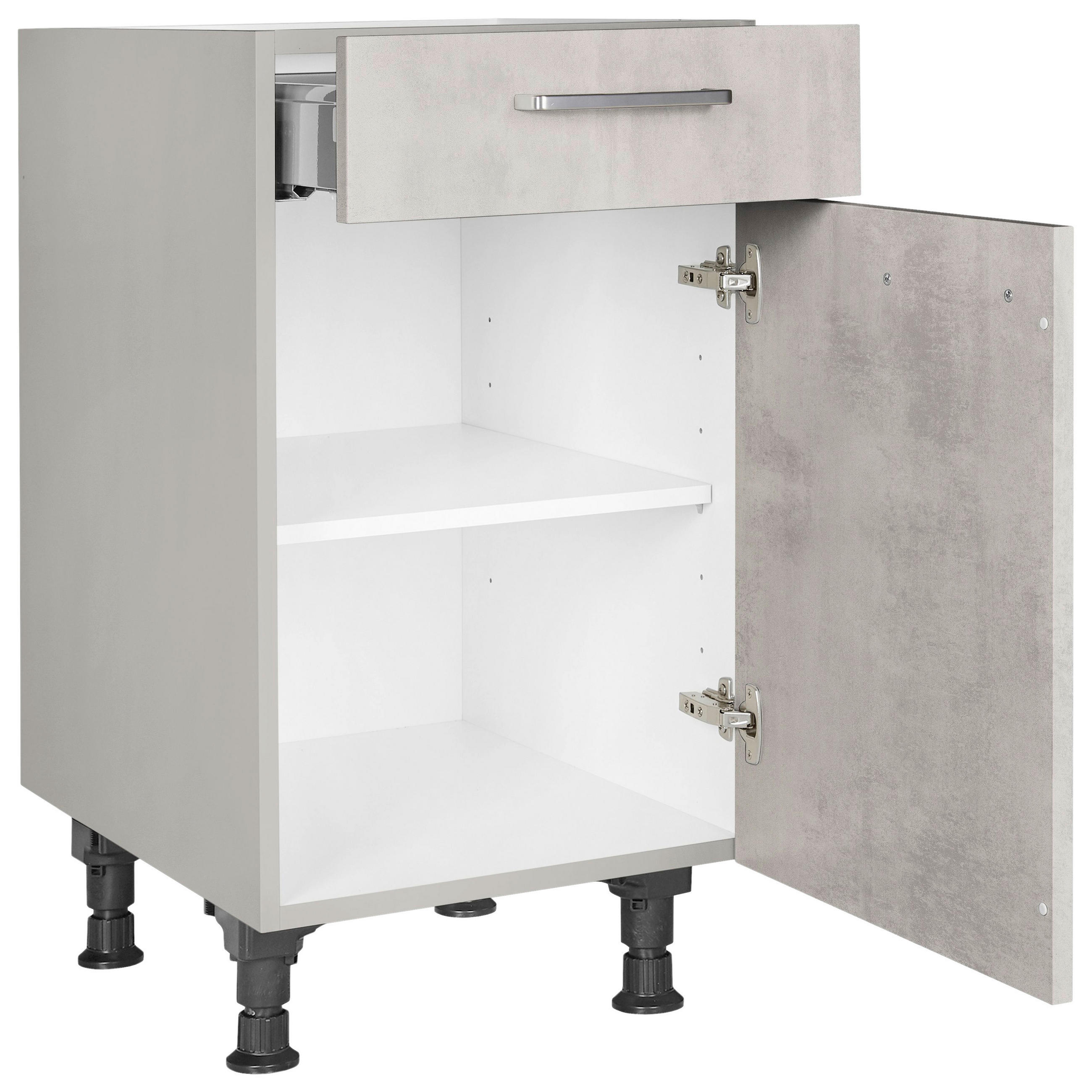 SCHUBKASTENUNTERSCHRANK 45/87/56 cm in Hellgrau - Edelstahlfarben/Hellgrau, MODERN, Holzwerkstoff/Metall (45/87/56cm) - Nobilia