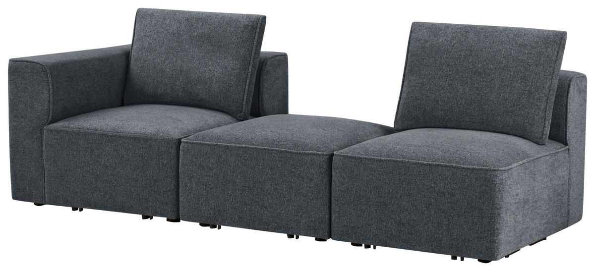 SOFA Fleece Dunkelgrau  - Dunkelgrau/Schwarz, Design, Holz/Kunststoff (230,5/65/90cm) - Livetastic