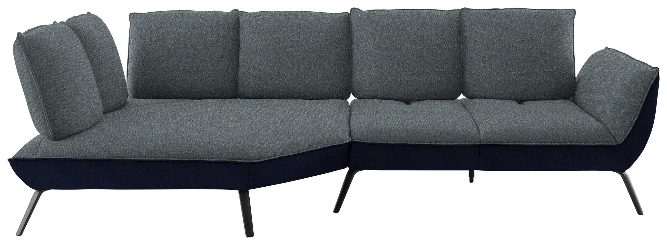 ECKSOFA in Flachgewebe Blaugrau  169/320 cm  - Blaugrau/Schwarz, Design, Textil/Metall (169/320cm) - Moderano