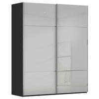 SCHWEBETÜRENSCHRANK 201/223/67 cm,  in Grau, Schwarz, 2 Tür(en)  - Chromfarben/Schwarz, KONVENTIONELL, Glas/Holzwerkstoff (201/223/67cm) - Novel
