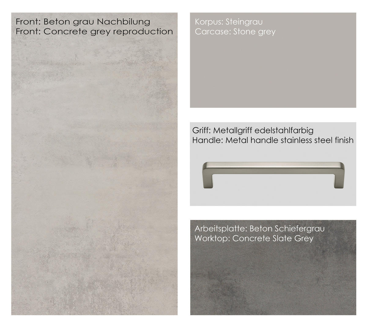 KÜCHENLEERBLOCK 300 cm   in Grau, Schieferfarben, Hellgrau  - Schieferfarben/Edelstahlfarben, MODERN, Holzwerkstoff/Metall (300cm) - Nobilia