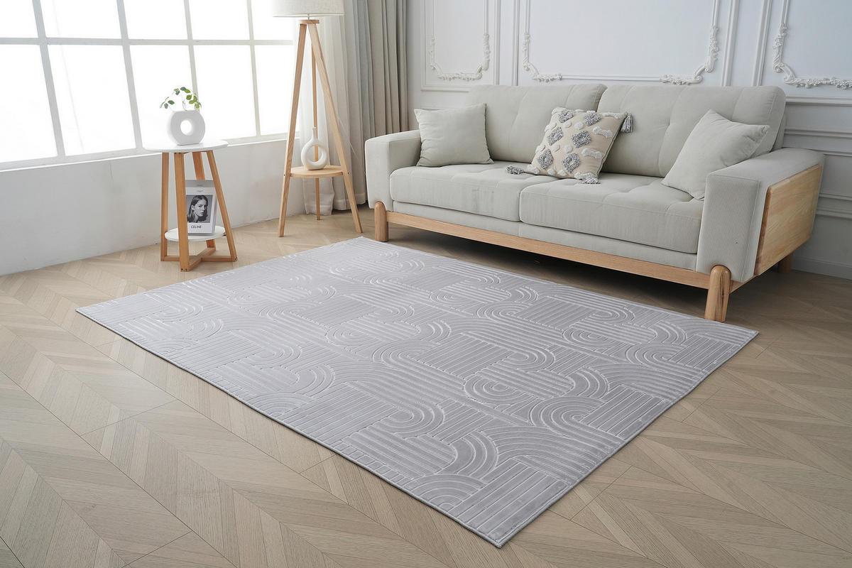 RAVNO TKANA PREPROGA  Calma     160/220 cm    tkano  srebrne barve  - srebrne barve, Basics, tekstil (160/220cm) - Kayoom