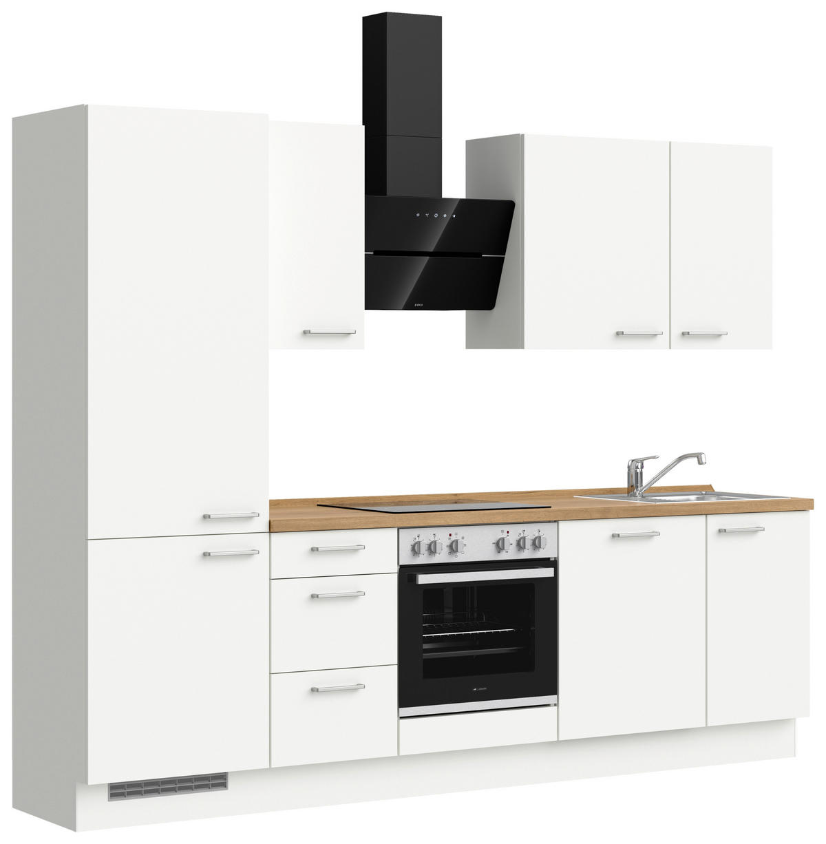 KÜCHENLEERBLOCK 270 cm   in Weiß, Eichefarben  - Edelstahlfarben/Eichefarben, MODERN, Holzwerkstoff/Metall (270cm) - Nobilia