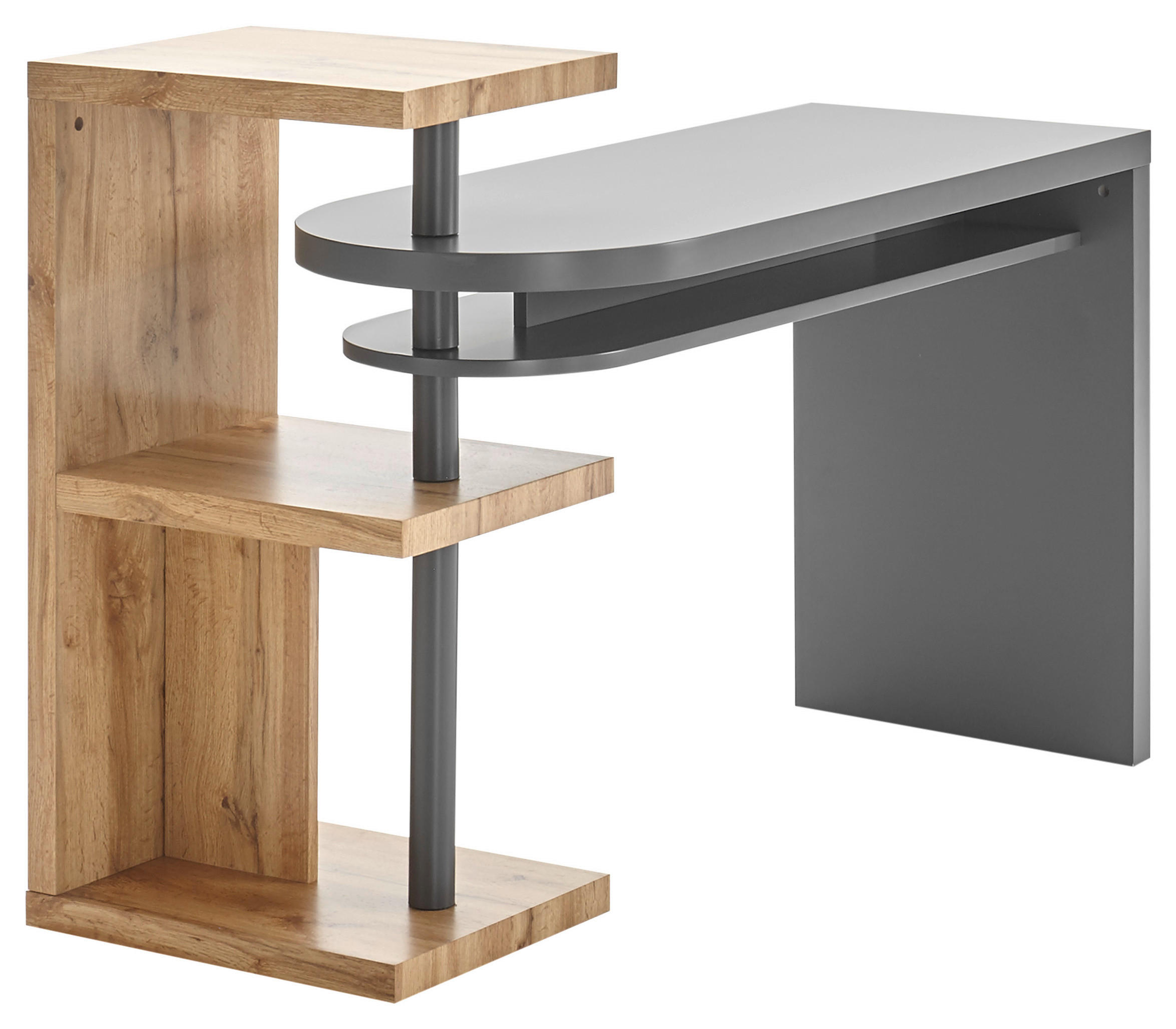 SCHREIBTISCHKOMBINATION Grau, Eichefarben - Eichefarben/Grau, MODERN, Metall (145/50/94cm) - MID.YOU