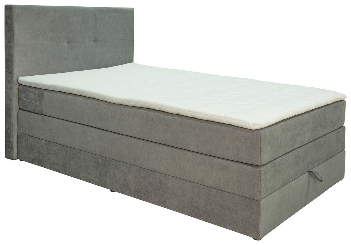BOXSPRING POSTELJA 120 cm   x 200 cm  , les, tekstil, leseni material siva  - siva/črna, Moderno, umetna masa/tekstil (120/200cm) - Hom`in