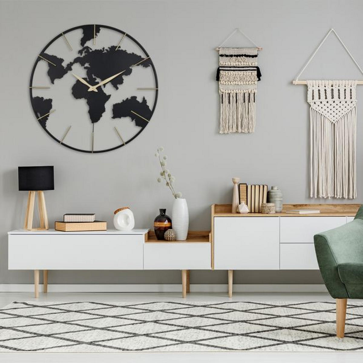 ZIDNI SAT  70 cm        - crna, Osnovno, metal (70cm) - Ambia Home