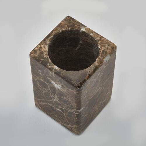 LONČEK ZA ZOBNE ŠČETKE - rjava, Konvencionalno, kamen (6.7/6.7/10.5cm) - Aquanova