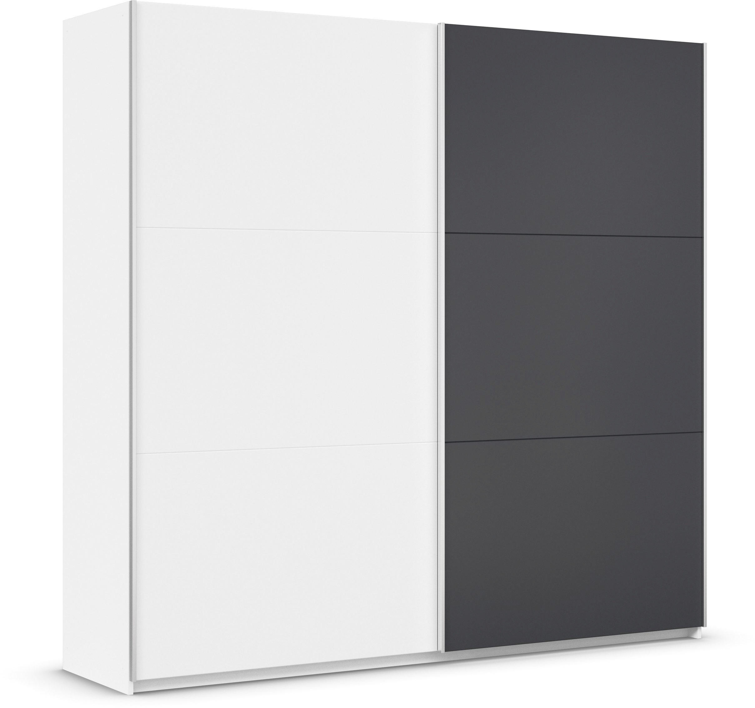 SCHWEBETÜRENSCHRANK 218/210/59 cm 2-türig Weiß, Dunkelgrau  - Dunkelgrau/Alufarben, Design, Holzwerkstoff/Metall (218/210/59cm) - Boxxx