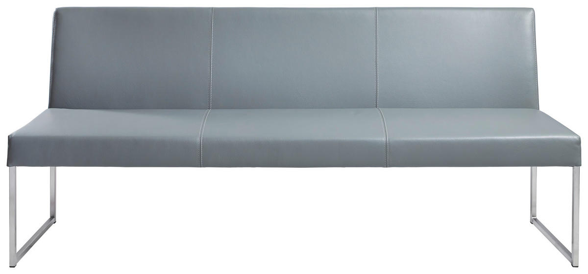 SITZBANK 200/86/62 cm Echtleder Edelstahlfarben, Dunkelgrau  - Edelstahlfarben/Dunkelgrau, Design, Leder/Metall (200/86/62cm) - Musterring