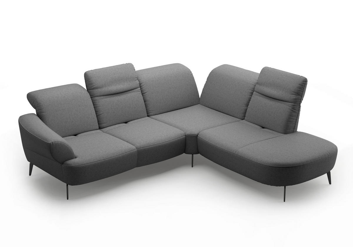 ECKSOFA in Flachgewebe Dunkelgrau  - Dunkelgrau/Schwarz, Modern, Textil/Metall (302/270cm) - Sit & More