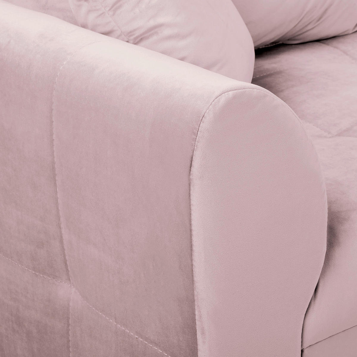 ECKSOFA Ariella in Samt Rosa  231/161 cm  - Naturfarben/Rosa, Design, Holz/Textil (231/161cm) - Livetastic