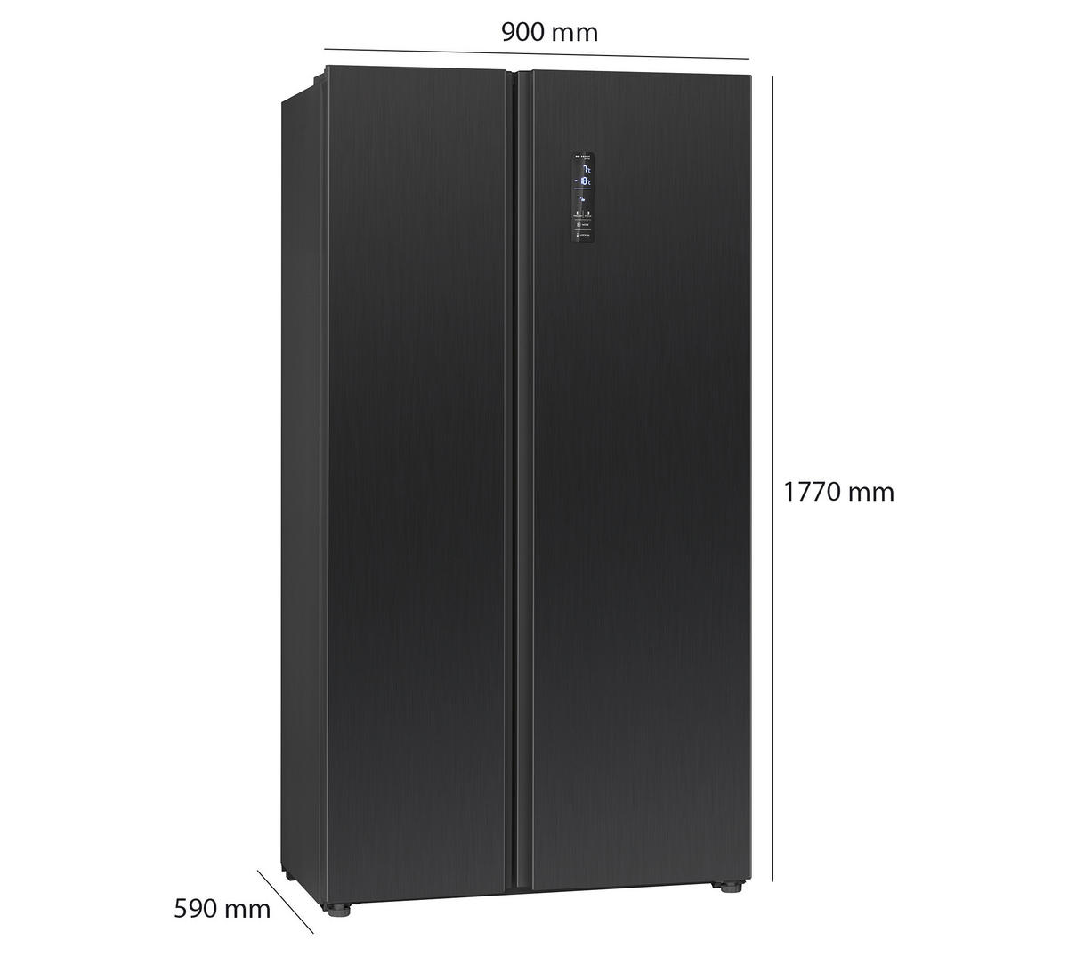 SIDE-BY-SIDE 90/177/59 cm SBS 7344 six 90cm E 442L  - Schwarz, Basics, Kunststoff (90/177/59cm) - Bomann